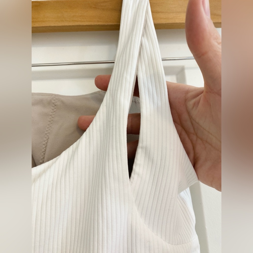 Lululemon Ribbed Nulu Asymmetrical Yoga Tank Top in White Size 2 - Picture 4 of 12